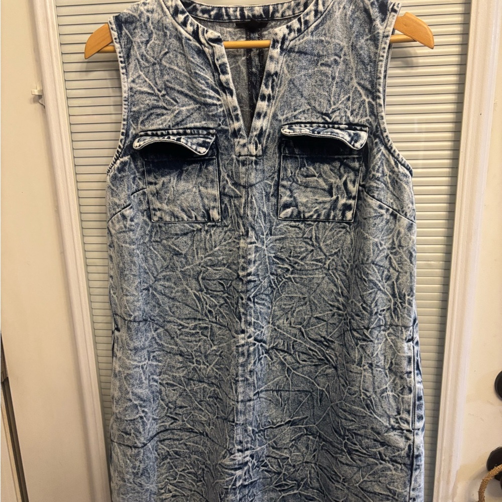 Who What Wear Crinkled Denim Mini Dress